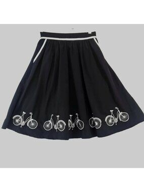 Comme Toi Seaside Ride Bicycle Skirt Anthropology Womens Small Pockets Black